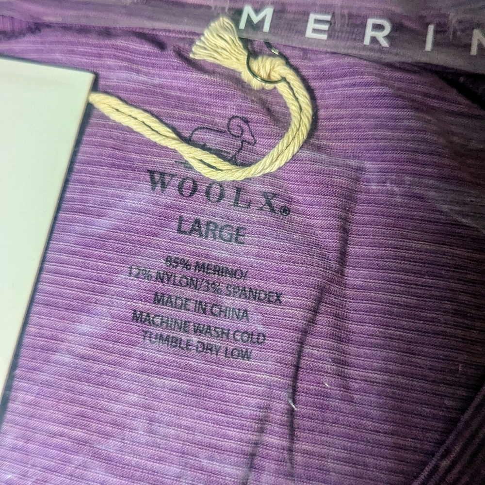 Woolx Mia V-Neck T-Shirt, Merino Wool, Brand New with Tags. Purple
